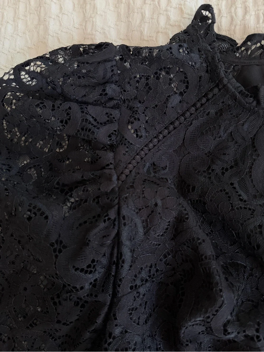 Lilly Pulitzer Black Lace Puff-Sleeve Blouse